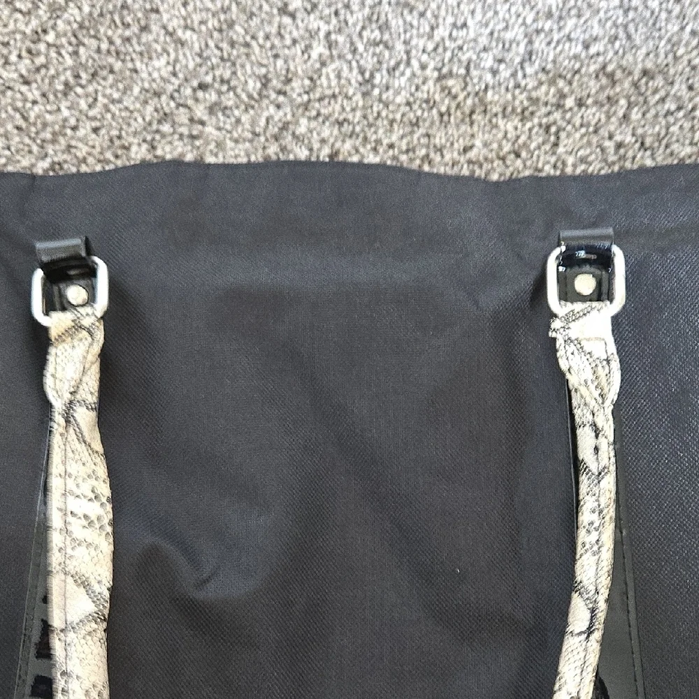 Black Tote Bag with Woven Handles